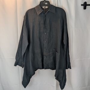 Eskandar Linen Charcoal Button-Up Blazer/Shirt Size 0 In VGUC
